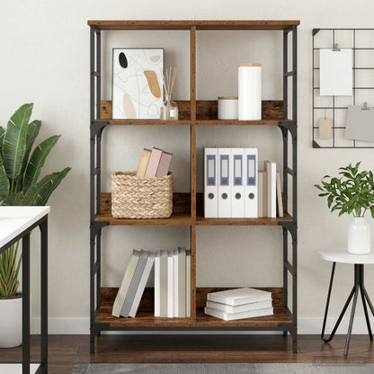 vidaXL Bookshelf 4-Tier 78.5 x 33 x 117.5 cm metal PB Old wood