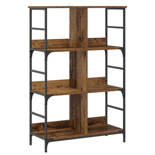 vidaXL Bookshelf 4-Tier 78.5 x 33 x 117.5 cm metal PB Old wood