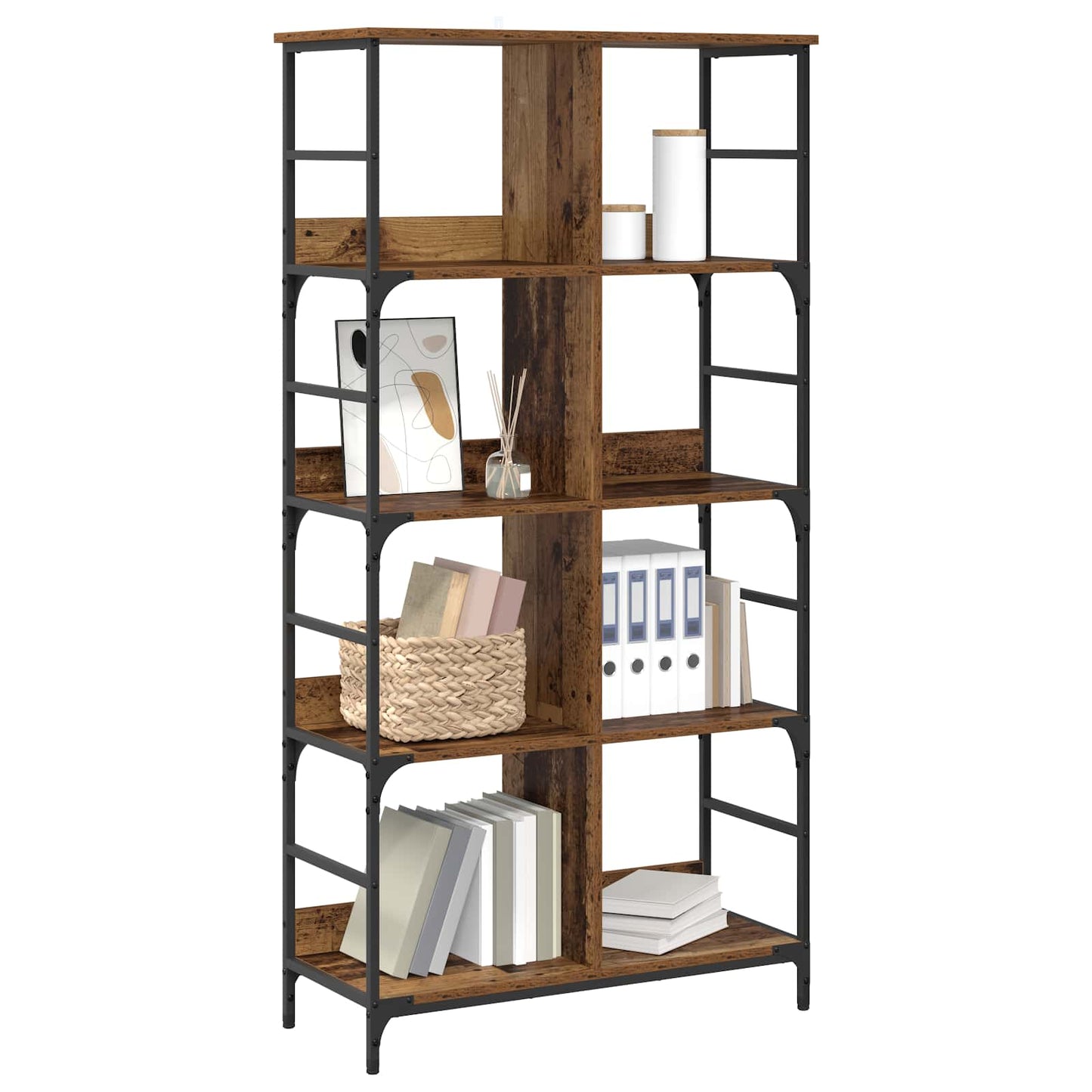 vidaXL Bookshelf Old wood 78.5 x 33 x 153 cm metal PB