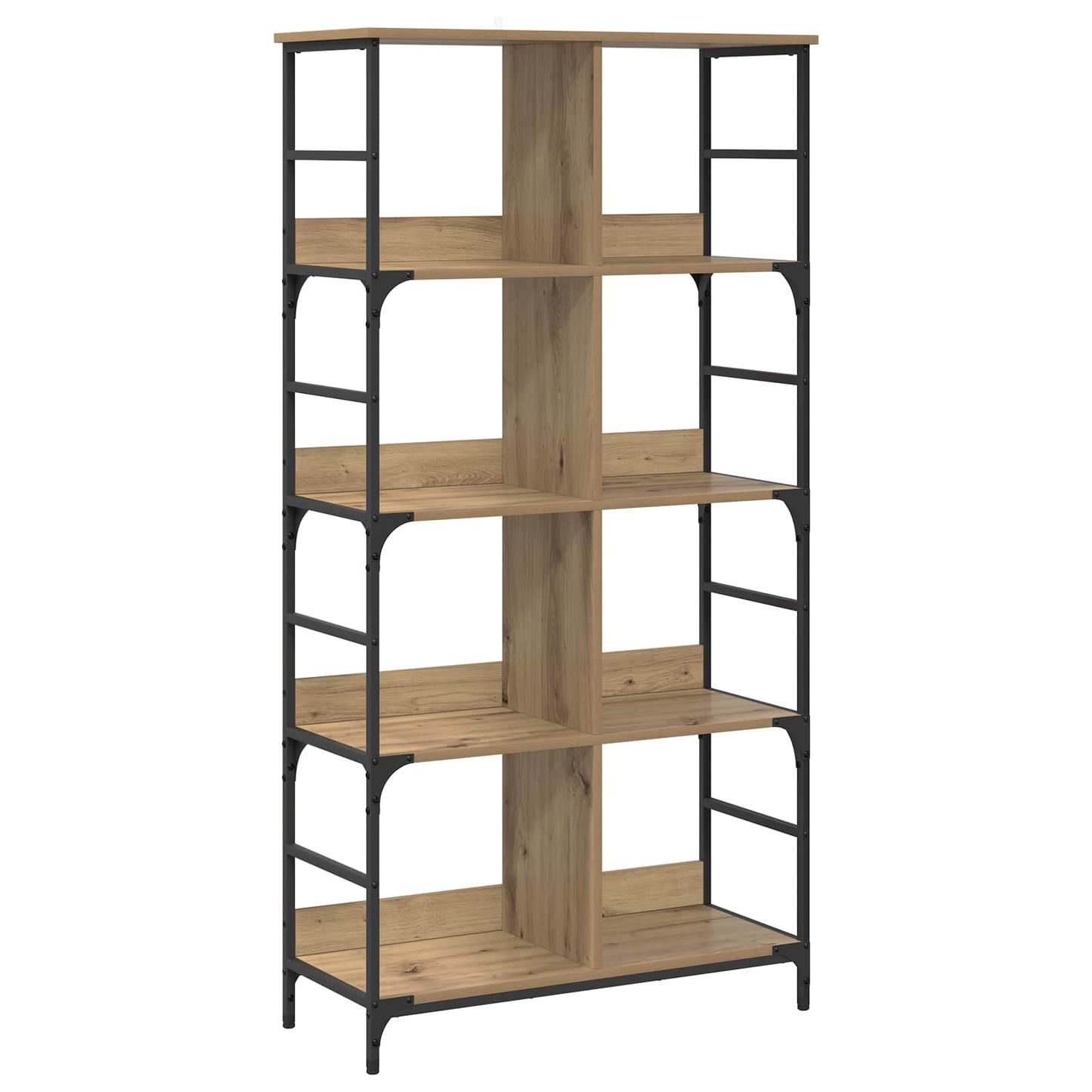 vidaXL Bookshelf 4-Tier 78.5 x 33 x 153 cm metal PB Artisan oak