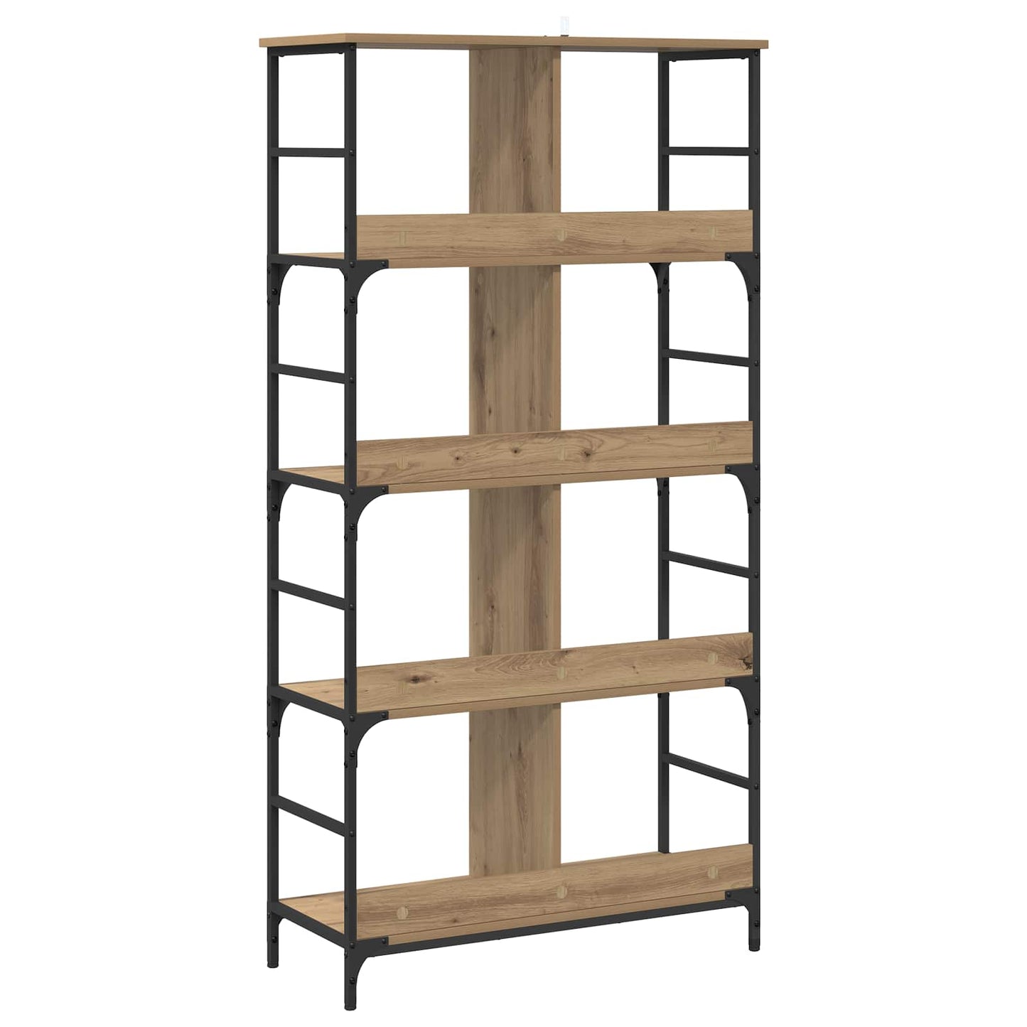 vidaXL Bookshelf 4-Tier 78.5 x 33 x 153 cm metal PB Artisan oak
