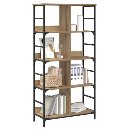 vidaXL Bookshelf 4-Tier 78.5 x 33 x 153 cm metal PB Artisan oak