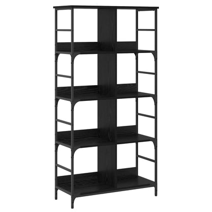 vidaXL Bookshelf 4-Tier 78.5 x 33 x 153 cm metal PB Black oak