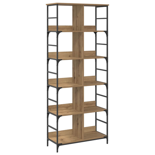 vidaXL Bookshelf 4-Tier 78.5 x 33 x 188.5 cm metal PB Artisan oak
