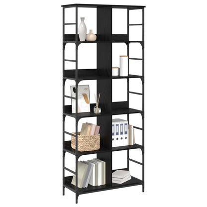 vidaXL Bookshelf 4-Tier 78.5 x 33 x 188.5 cm metal PB Black oak