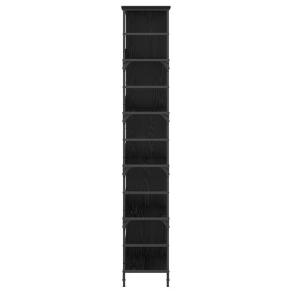 vidaXL Bookshelf 4-Tier 78.5 x 33 x 188.5 cm metal PB Black oak