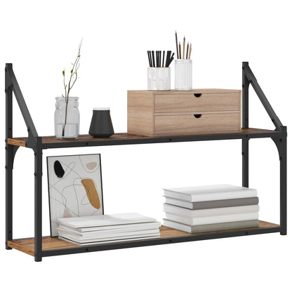 vidaXL Wall Shelf Wall-Mounted Old wood 80 x 21 x 51 cm metal PB