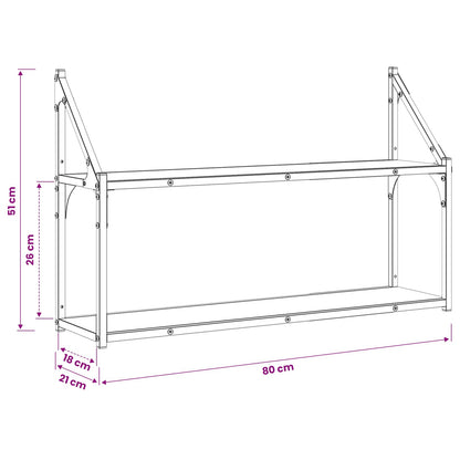 vidaXL Wall Shelf Wall-Mounted Old wood 80 x 21 x 51 cm metal PB