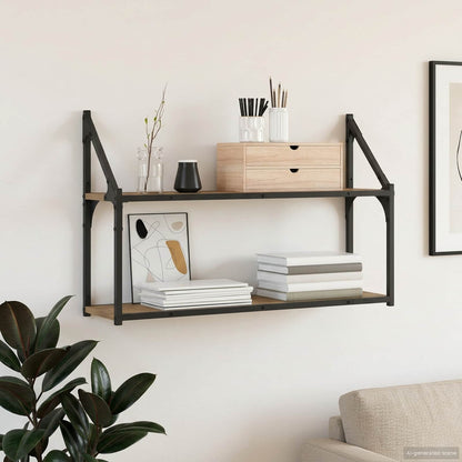 vidaXL Wall Shelf Wall-Mounted Artisan oak 80 x 21 x 51 cm metal PB
