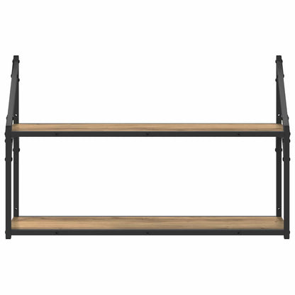 vidaXL Wall Shelf Wall-Mounted Artisan oak 80 x 21 x 51 cm metal PB