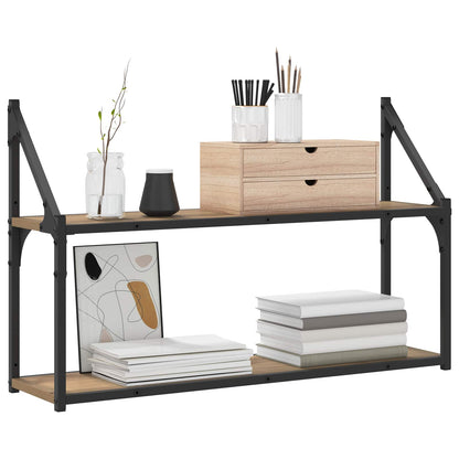 vidaXL Wall Shelf Wall-Mounted Artisan oak 80 x 21 x 51 cm metal PB