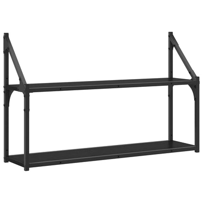 vidaXL Wall Shelf Wall-Mounted Black oak 80 x 21 x 51 cm metal PB
