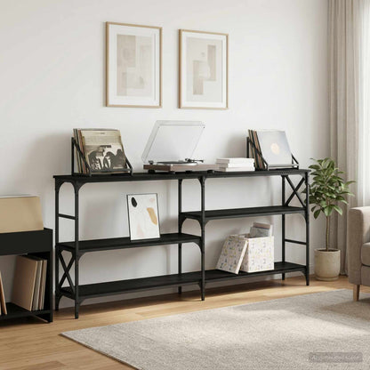 vidaXL Console Table Black Oak 180 x 29 x 76.5 cm metal PB