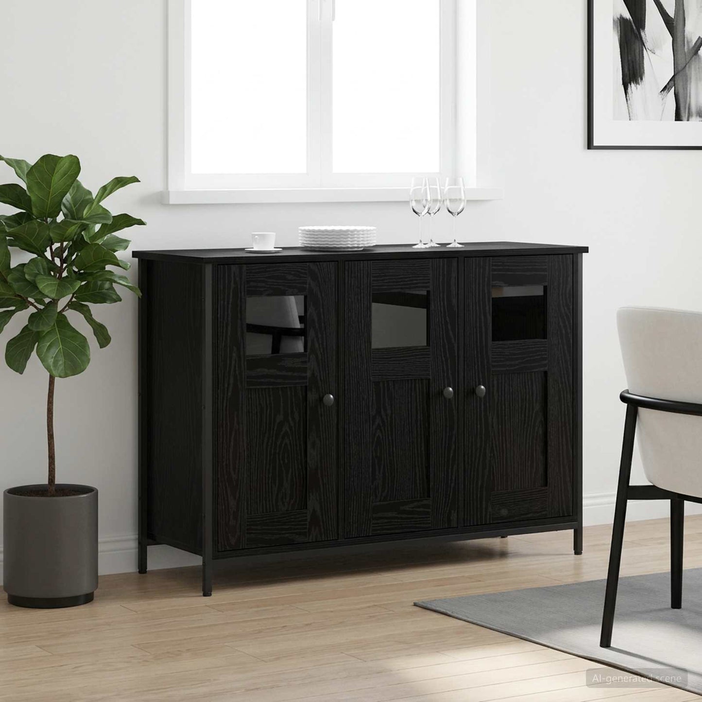 vidaXL Sideboard Black Oak 100 x 35 x 70 cm Engineered Wood