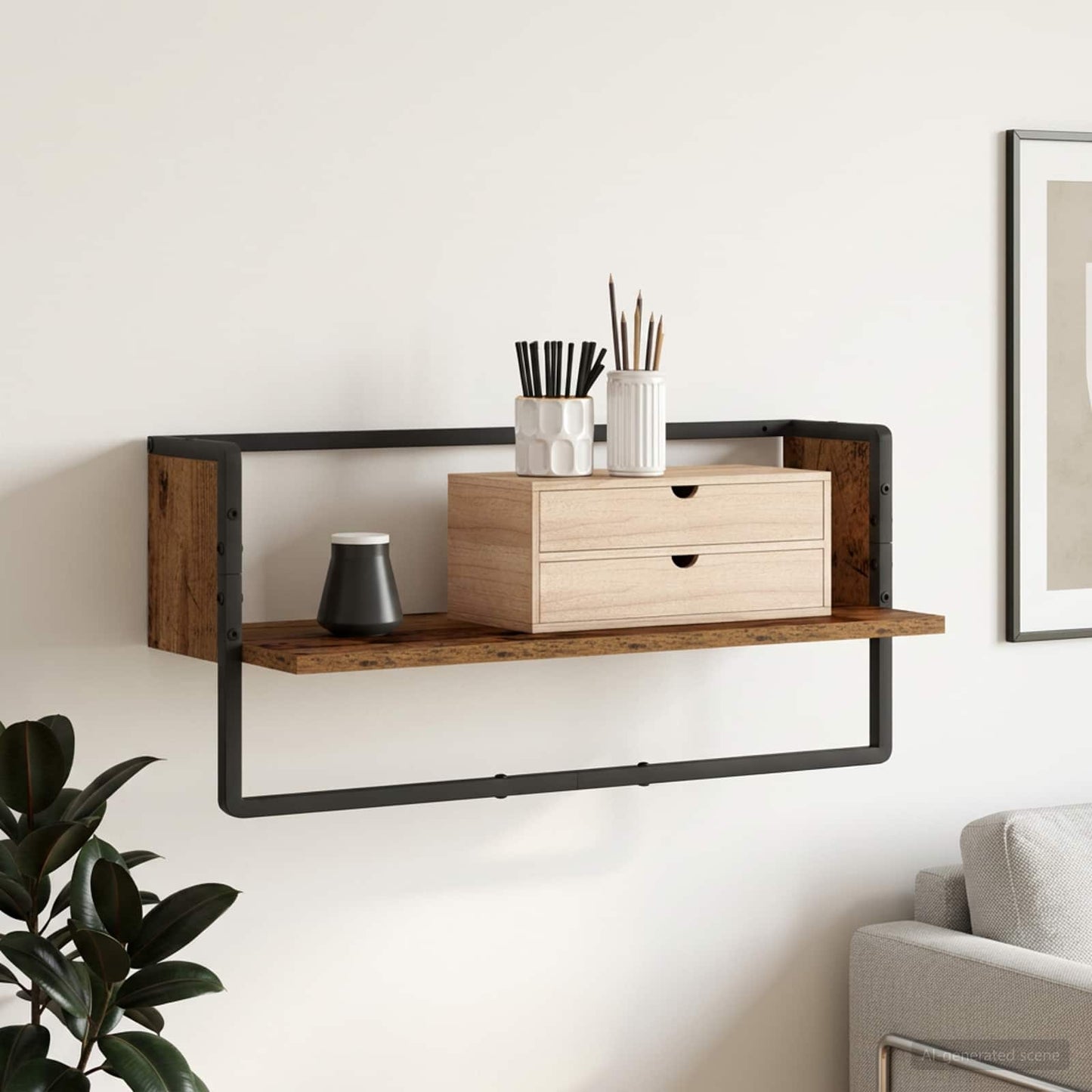 vidaXL Wall Shelf Wall-Mounted Old wood 65 x 25 x 30 cm metal PB