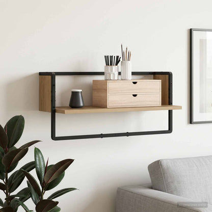 vidaXL Wall Shelf Wall-Mounted Artisan oak 65 x 25 x 30 cm metal PB