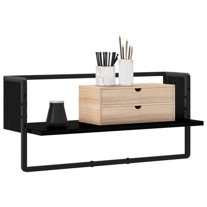 vidaXL Wall Shelf Wall-Mounted Black oak 65 x 25 x 30 cm metal PB