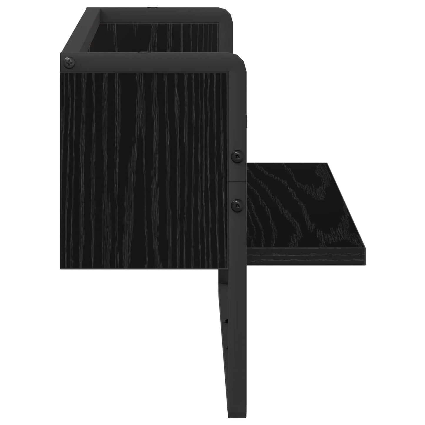 vidaXL Wall Shelf Wall-Mounted Black oak 65 x 25 x 30 cm metal PB