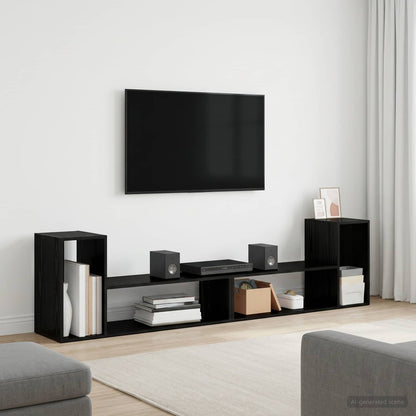 vidaXL TV Cabinet 100 x 30 x 50 cm Black Oak Engineered Wood