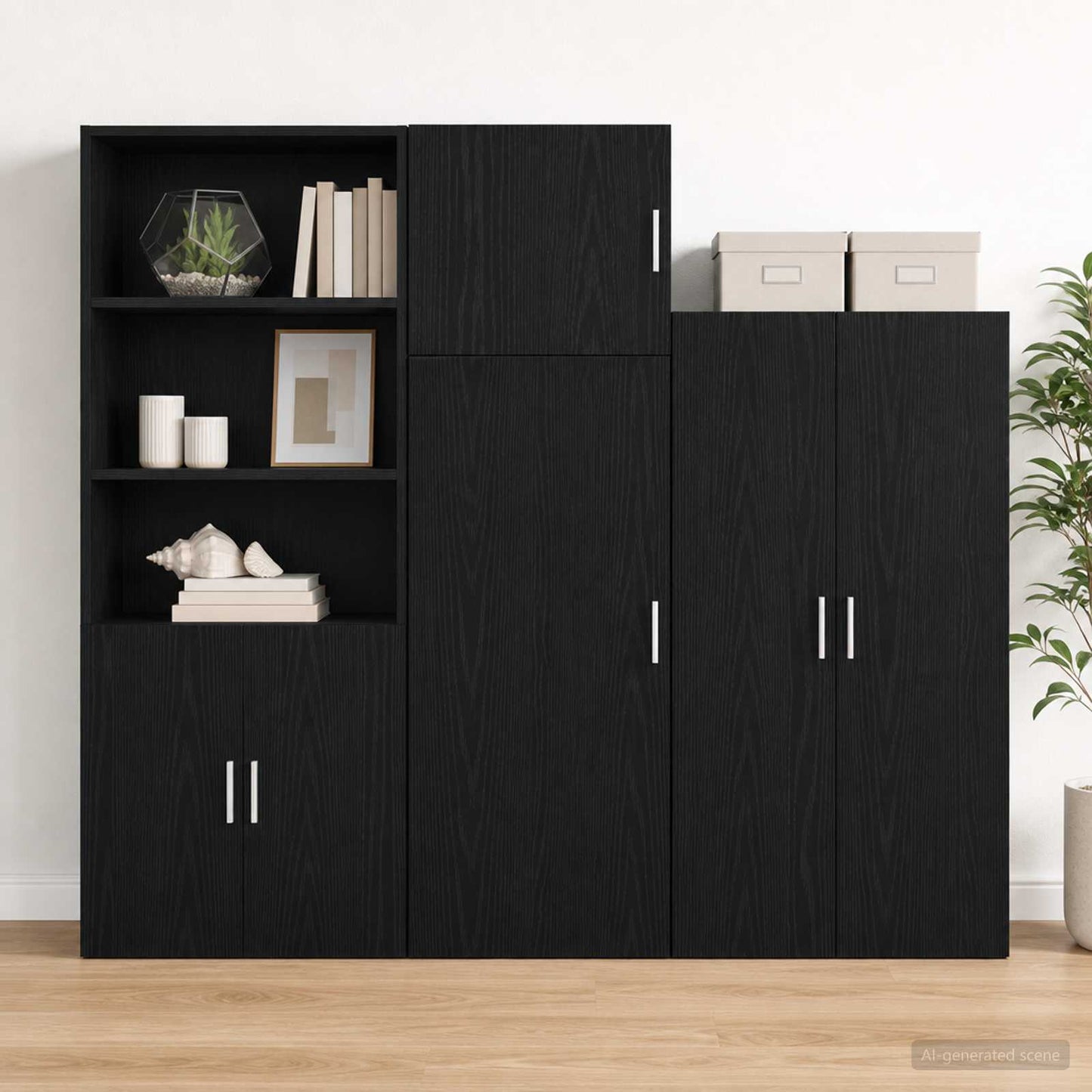 vidaXL Wall Cabinet Black Oak 45 x 42.5 x 40 cm Engineered Wood