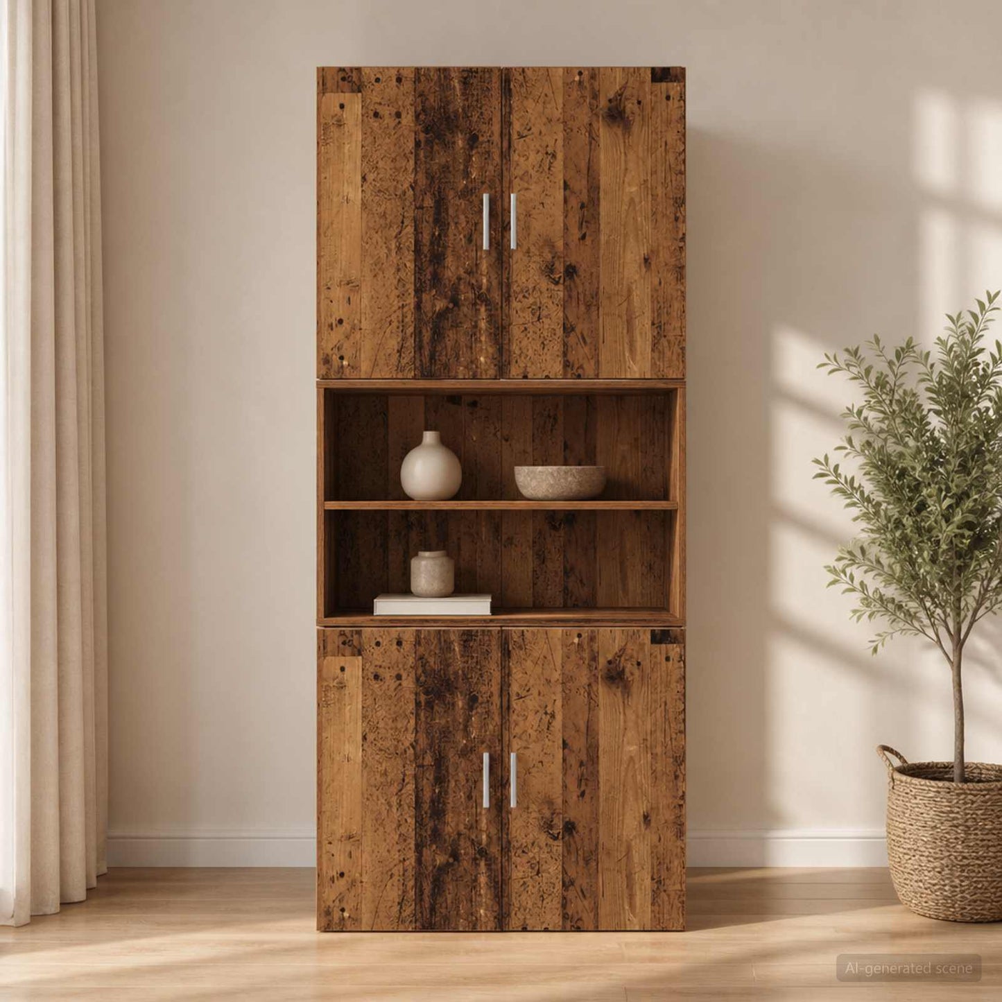 vidaXL Wall Cabinet Old Wood 80 x 42.5 x 64 cm Engineered Wood