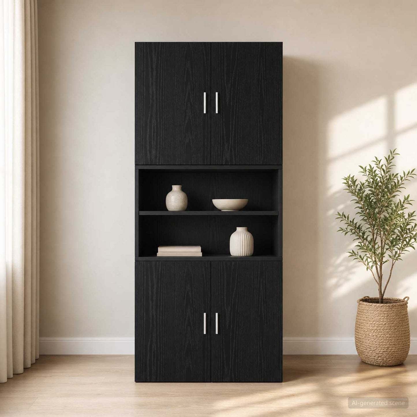 vidaXL Wall Cabinet Black Oak 80 x 42.5 x 64 cm Engineered Wood