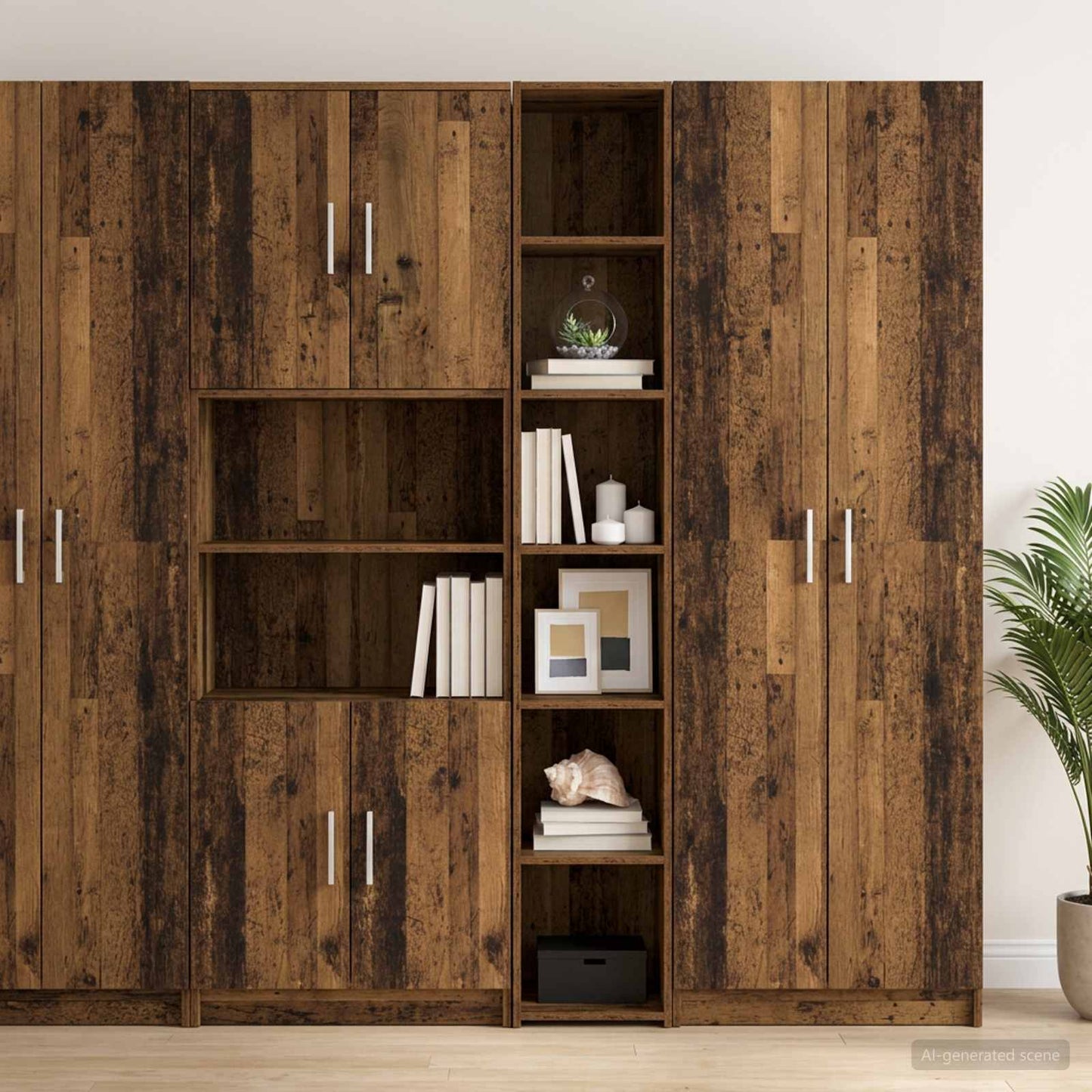 vidaXL Highboard Old Wood 30 x 41 x 185 cm Engineered Wood