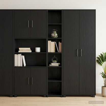 vidaXL Highboard Black Oak 30 x 41 x 185 cm Engineered Wood