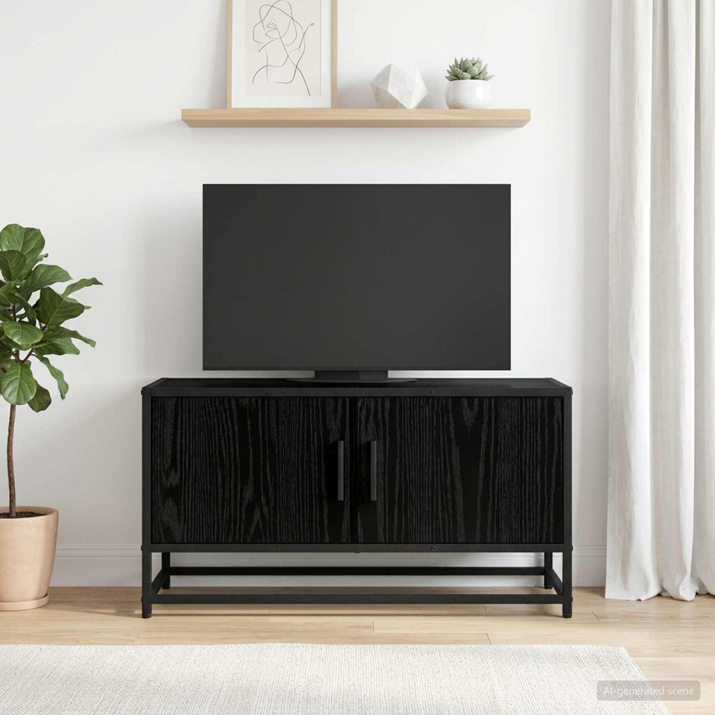 vidaXL TV Cabinet 80 x 34.5 x 40 cm Black Oak Engineered Wood