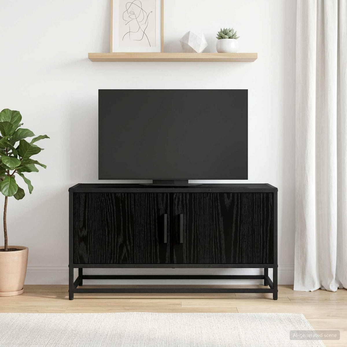 vidaXL TV Cabinet 80 x 34.5 x 40 cm Black Oak Engineered Wood