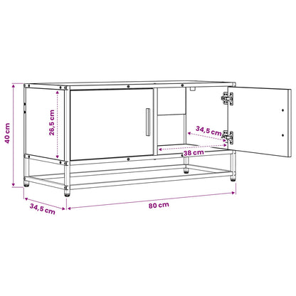 vidaXL TV Cabinet 80 x 34.5 x 40 cm Black Oak Engineered Wood