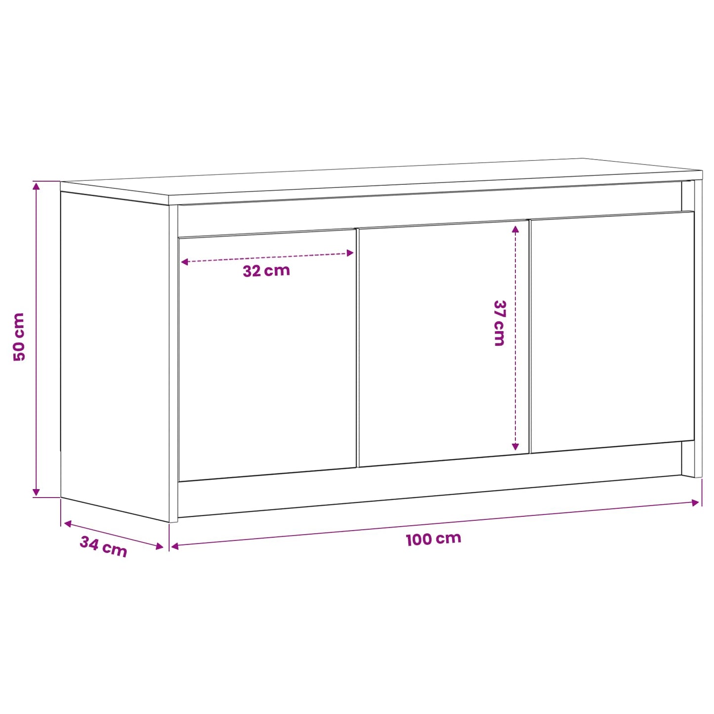 vidaXL TV Cabinet 100 x 34 x 50 cm Artisan Oak Engineered Wood
