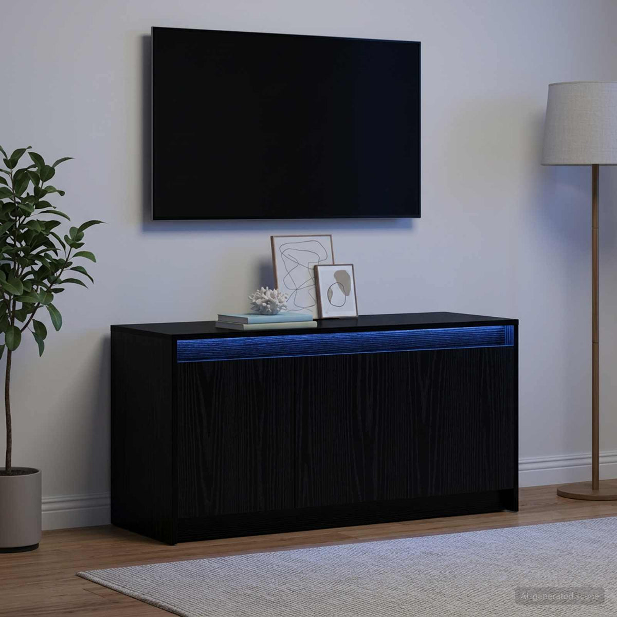vidaXL TV Cabinet 100 x 34 x 50 cm Black Oak Engineered Wood
