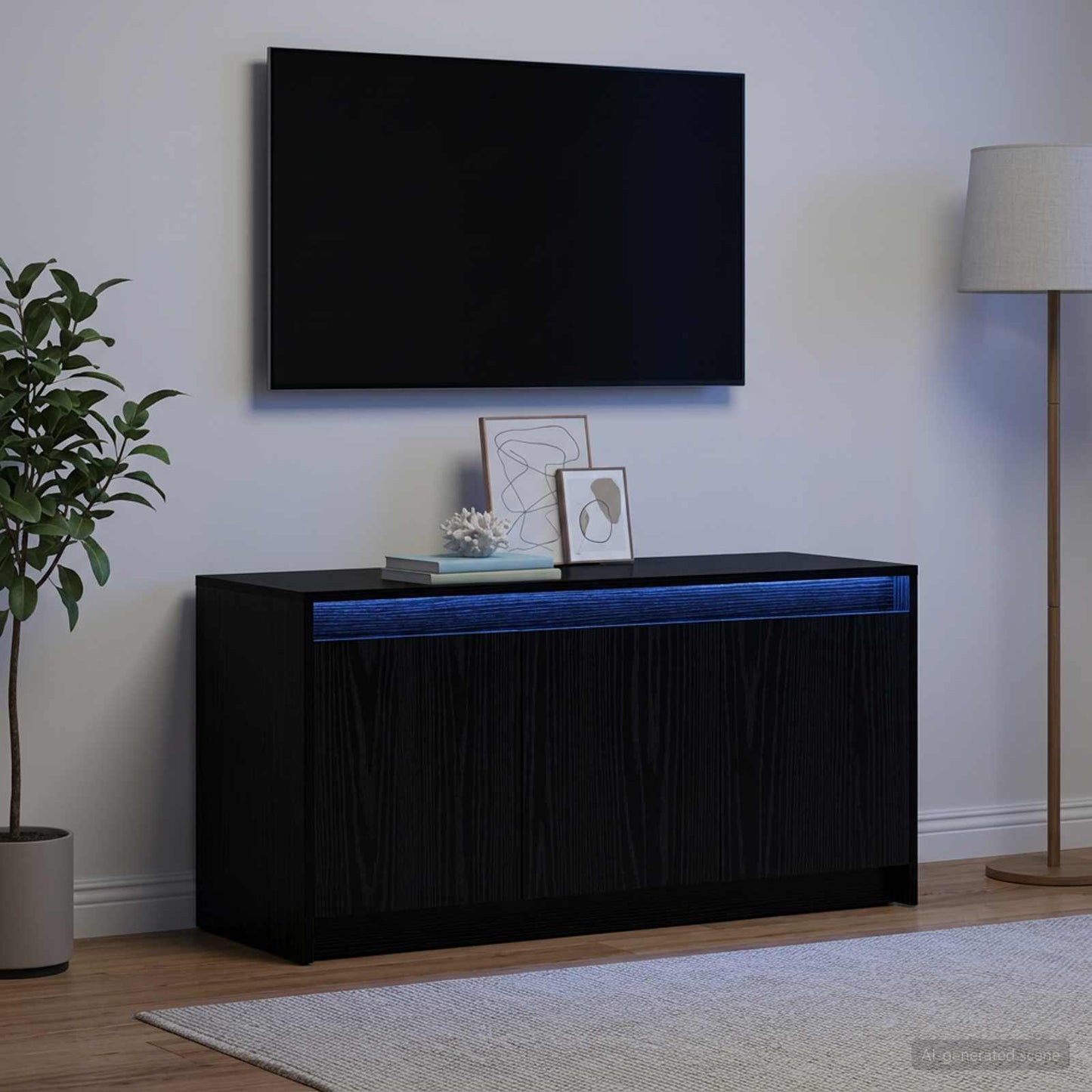 vidaXL TV Cabinet 100 x 34 x 50 cm Black Oak Engineered Wood