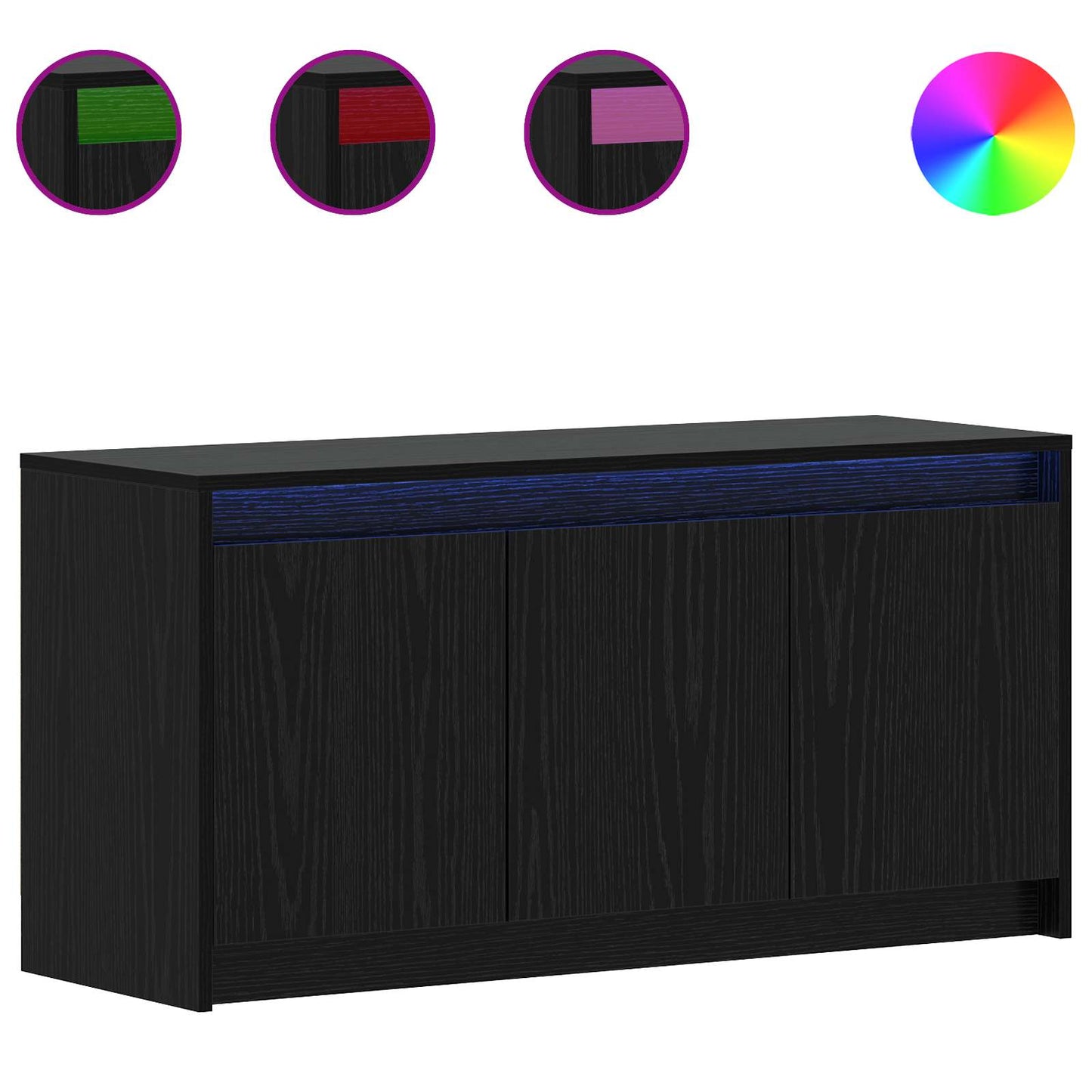 vidaXL TV Cabinet 100 x 34 x 50 cm Black Oak Engineered Wood
