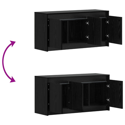 vidaXL TV Cabinet 100 x 34 x 50 cm Black Oak Engineered Wood