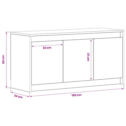 vidaXL TV Cabinet 100 x 34 x 50 cm Black Oak Engineered Wood