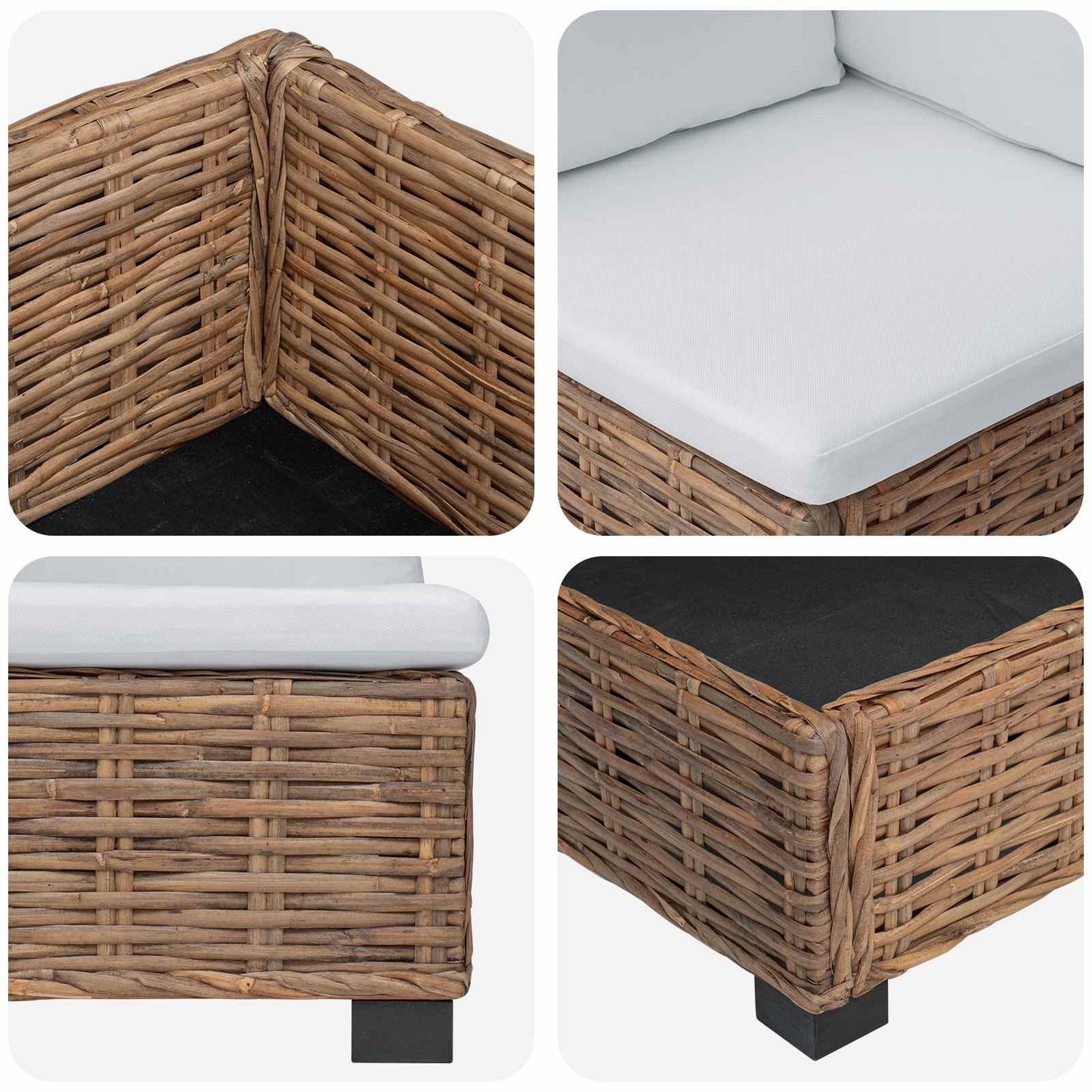 vidaXL Corner Sofa with Cushions GENDT Natural Rattan Natural