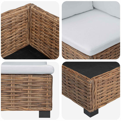 vidaXL Corner Sofa with Cushions GENDT Natural Rattan Natural