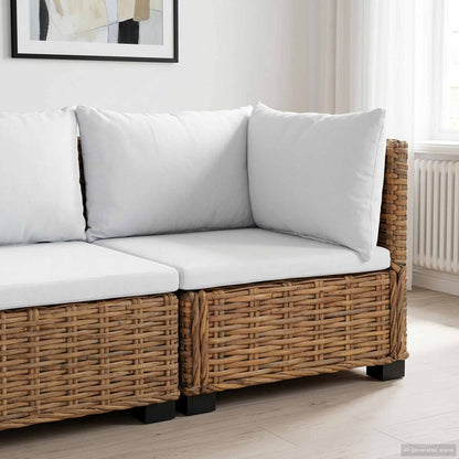 vidaXL Corner Sofa with Cushions GENDT Natural Rattan Natural