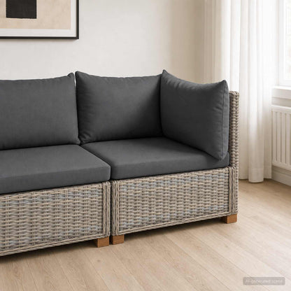 vidaXL Corner Sofa with Cushions GENDT Natural Rattan Kubu Grey