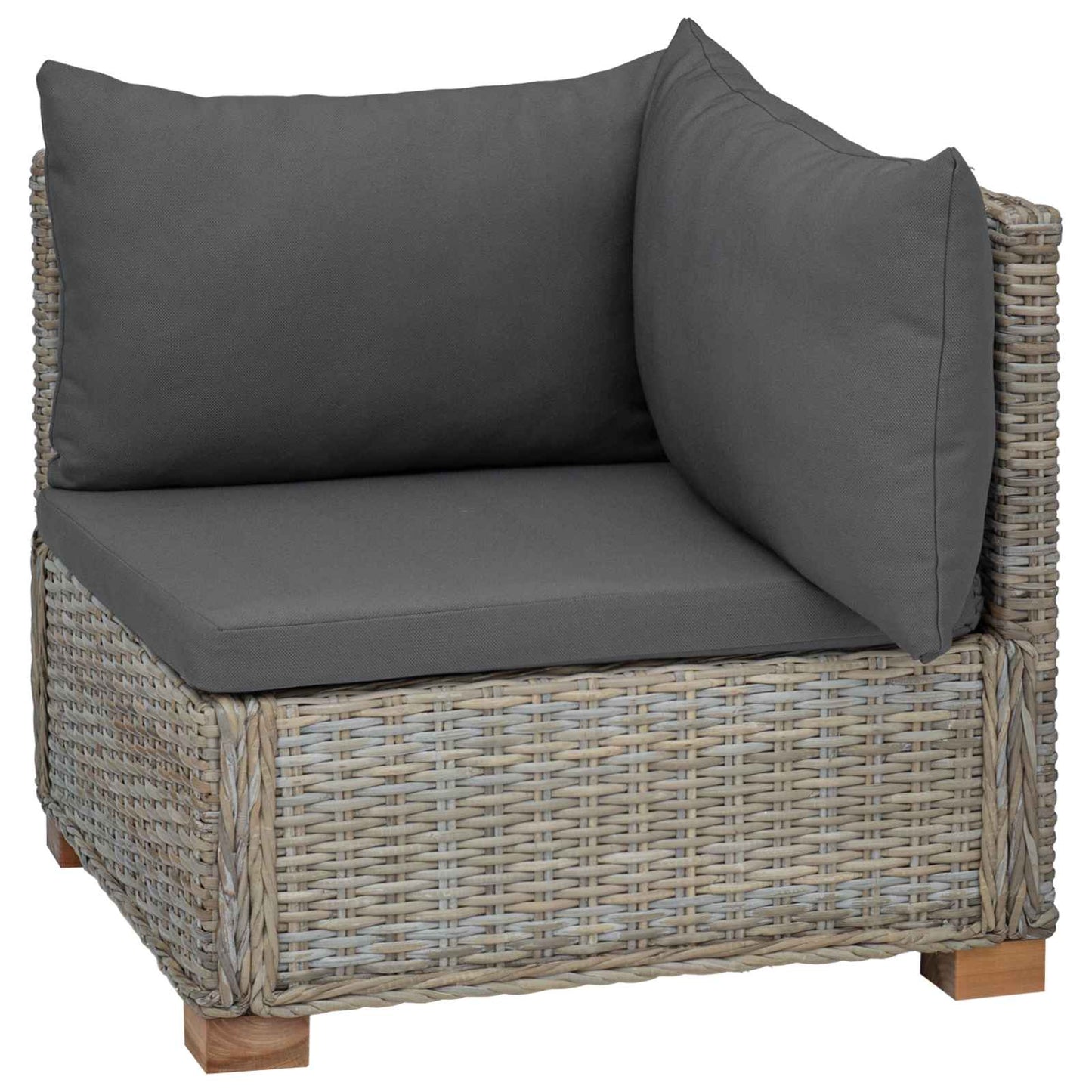vidaXL Corner Sofa with Cushions GENDT Natural Rattan Kubu Grey