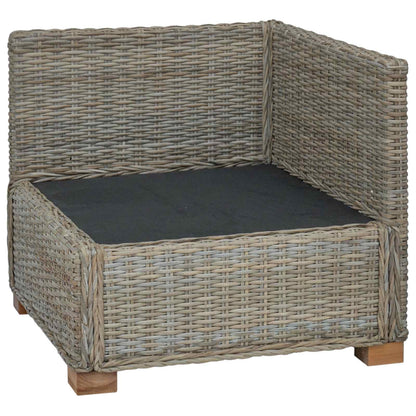 vidaXL Corner Sofa with Cushions GENDT Natural Rattan Kubu Grey
