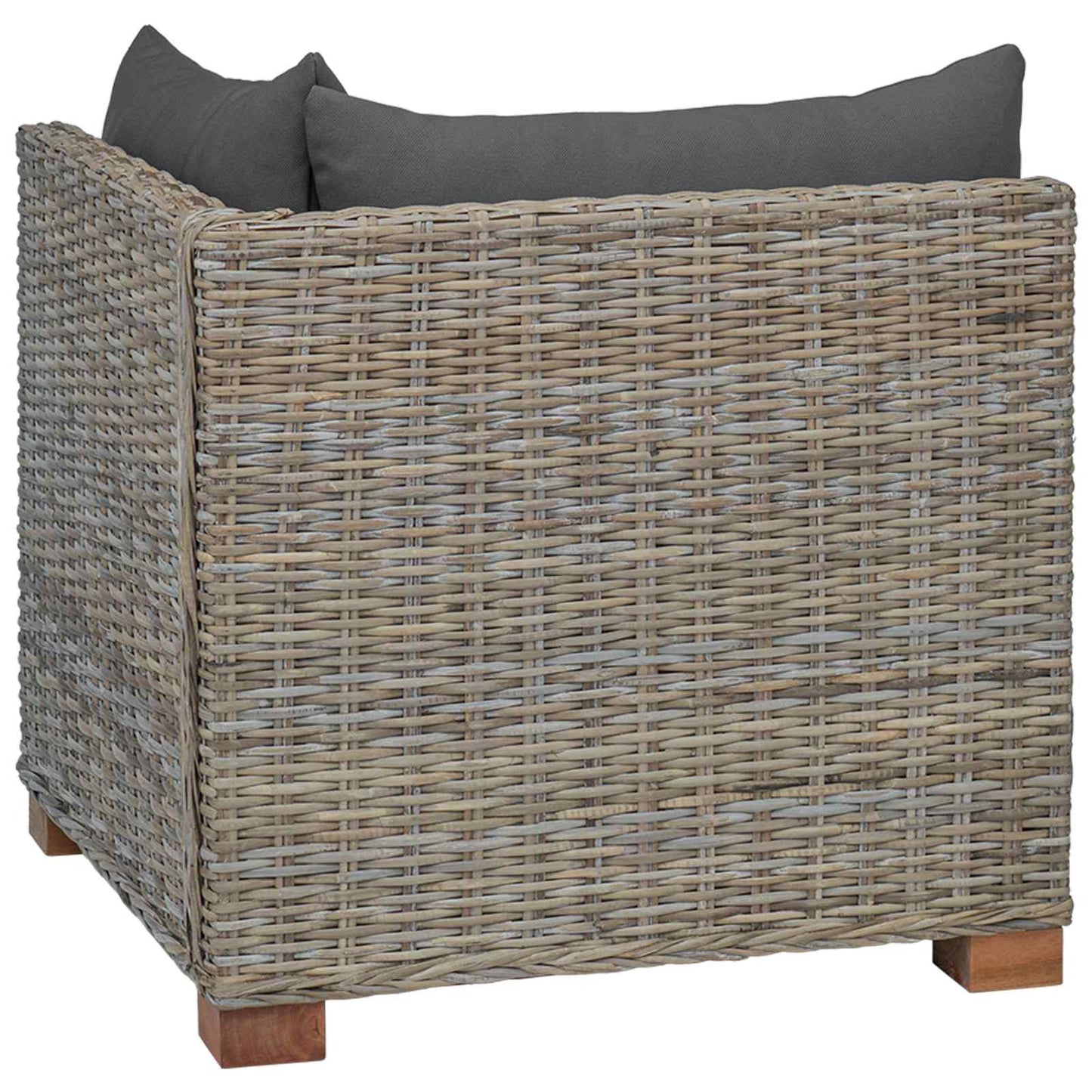 vidaXL Corner Sofa with Cushions GENDT Natural Rattan Kubu Grey