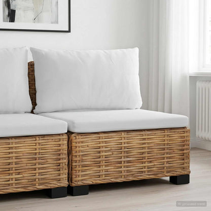 vidaXL Middle Sofa with Cushions GENDT Natural Rattan Natural