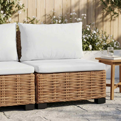 vidaXL Middle Sofa with Cushions GENDT Natural Rattan Natural