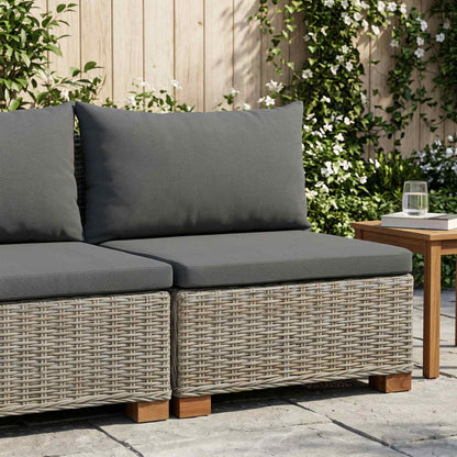 vidaXL Middle Sofa with Cushions GENDT Natural Rattan Kubu Grey