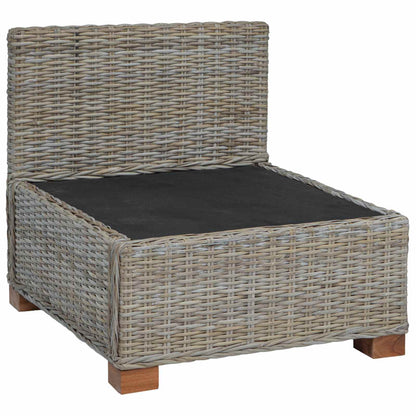 vidaXL Middle Sofa with Cushions GENDT Natural Rattan Kubu Grey