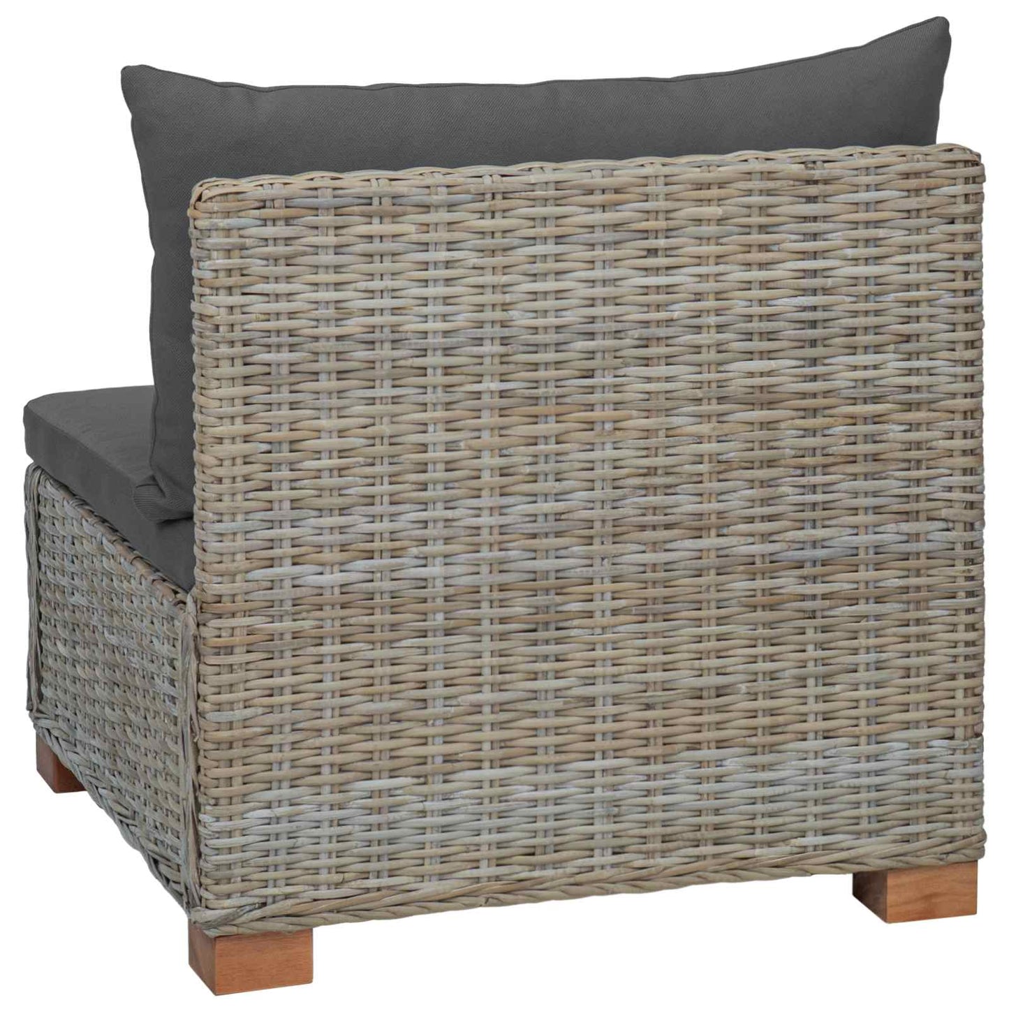 vidaXL Middle Sofa with Cushions GENDT Natural Rattan Kubu Grey