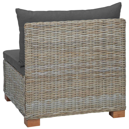 vidaXL Middle Sofa with Cushions GENDT Natural Rattan Kubu Grey